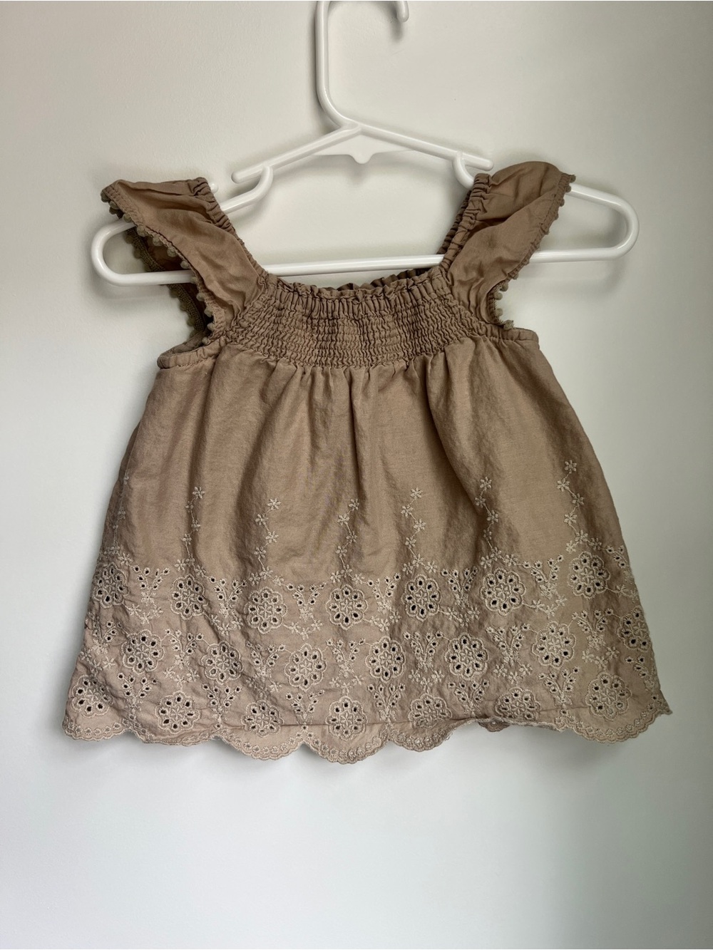Carter’s Beige Eyelet Embroidered Dress | 3 Months Baby Girl